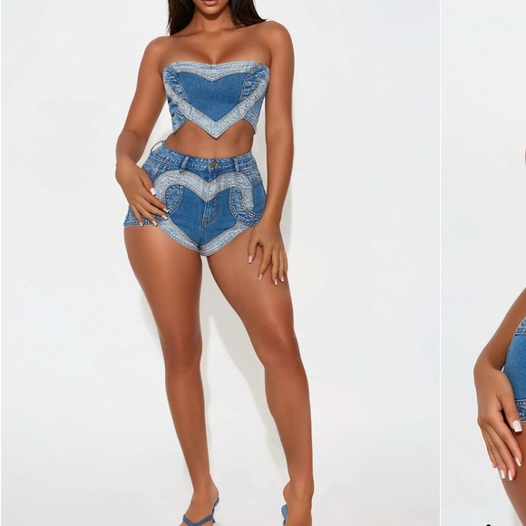 Fashion Nova Pants - Fashion Nova Blue Denim Set